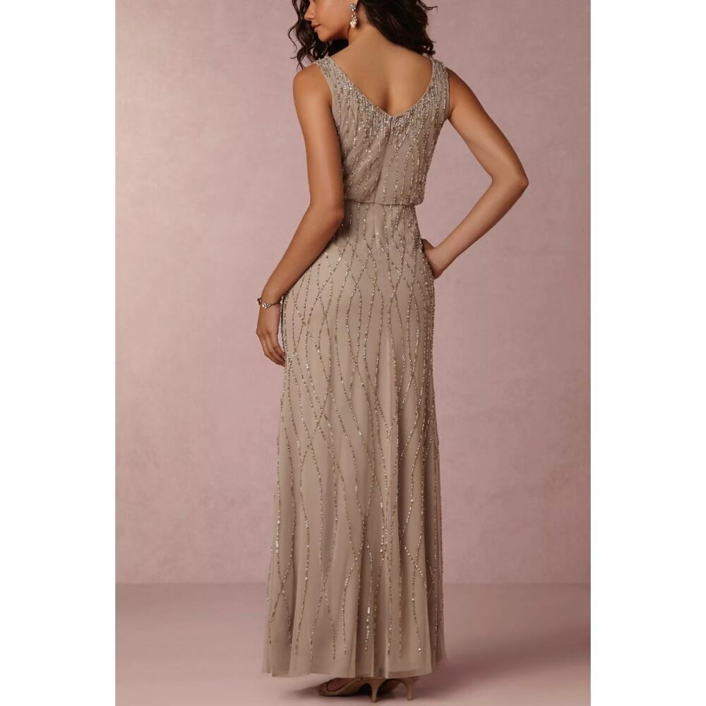 NWT Adriana Papell BHLDN Brooklyn Dress in Taupe Dress 0​​ - Picture 2 of 9